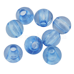 Transparent Acrylic Beads, Round, Light Blue, about 6mm in diameter, 5mm thick, hole: 2mm, about 6250pcs/500g