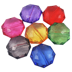 Transparent Acrylic Beads, Faceted, Octagon, Mixed Color, about 20mm long, 20mm wide, 10.5mm thick, hole: 2mm, about 400pcs/1000g