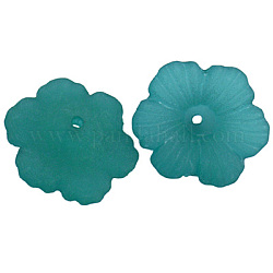 Transparent Acrylic Beads, Frosted, Flower, Teal, 11x4.5mm, Hole: 1mm, about 3800pcs/500g, the wholesale of PL561