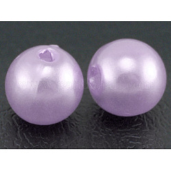 Perles acryliques de perles d'imitation, teinte, ronde, lilas, 4x3.5mm, Trou: 1mm, environ 18100 pcs / livre