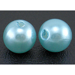 Perline acrilico perla imitato, tinto, tondo, ciano, 6x5.5mm, Foro: 1.5~2 mm, circa 4500pcs/libbra