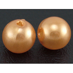 Perles acryliques de perles d'imitation, teinte, ronde, orange, 6x5.5mm, Trou: 1.5~2mm, environ 4500 pcs / livre