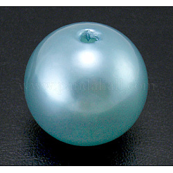 Imitation Pearl Acrylic Beads, Dyed, Round, Cyan, 25x25mm, Hole: 2.2mm, about 62pcs/pound