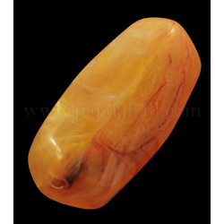Acrylic Beads, Imitation Gemstone Style, Tube, Orange, about 25mm long, 13mm wide, 12.5mm thick, hole: 2mm, about 170pcs/500g