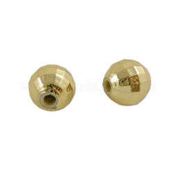 Acrylic Beads, Faceted, Round, Golden Plated, about 6mm wide, 6mm long, hole: 1mm, about 5000pcs/500g