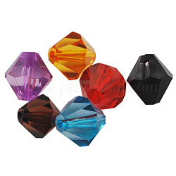 Transparent Acrylic Beads, Faceted, Bicone, Mixed Color, 14mm long, 13mm wide, 2mm thick, about 384pcs/500g