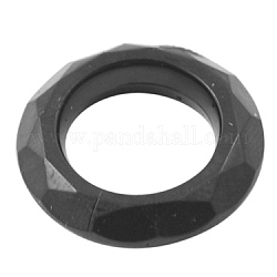Acrylic Beads, Faceted, Donut, Black, about 19.5mm in diameter, 4.5mm thick, hole: 12mm, about 740pcs/500g