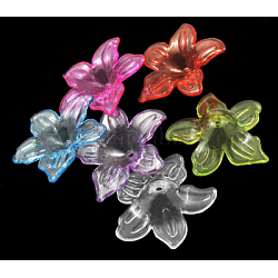 Transparente Acryl Perlen, Blume, Mischfarbe, 26.5x6 mm, Bohrung: 1.5~2 mm, ca. 650 Stk. / 500 g