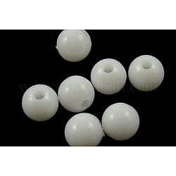 Perles acryliques opaques, ronde, blanc, taille: environ 4mm de diamètre, Trou: 1mm, environ 14000 pcs/500 g