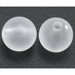 Perline acrilico trasparente, tondo, smerigliato, bianco, circa5 mm di diametro, Foro: 1 mm, circa 7000pcs/500g