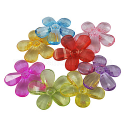 Transparente Acryl Perlen, Blume, Mischfarbe, 30 mm in Durchmesser, 4.5 mm dick, Bohrung: 2 mm, ca. 357 Stk. / 500 g