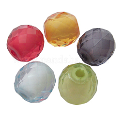 Transparent Acrylic Beads, Bead in Bead Style, Mixed Color, Faceted Round, about 15~16mm in diameter, hole: 3mm, about 200pcs/500g