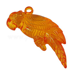 Transparent Acrylic Large Parrot Pendants, Orange, 54mm long, 21mm wide, 12.5mm thick, hole: 3mm, about 79pcs/500g