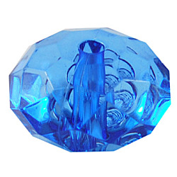 Faceted Rondelle Transparent Acrylic Beads, Blue, 12x7mm, Hole: 1.5mm, about 680pcs/500g
