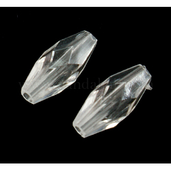 Transparent Acrylic Beads, Faceted, Rice, Clear, 12x6mm, Hole: 1.5mm, about 2750pcs/500g