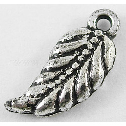 Acrylic Antique Beads, Leaf, Antique Silver, 18mm long, 7mm wide, 3mm thick,  Hole: 1.5mm, about 2380pcs/500g