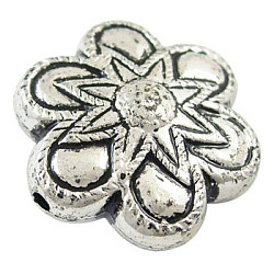 Perline acrilico antico, fiore, placcato argento antico, circa26 mm di diametro, 12 mm di spessore, Foro: 2 mm, 160pcs/500g