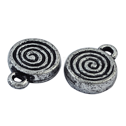 Antique Silver Acrylic Charms, Flat Round, about 13mm long, 10mm wide, 3mm thick, hole: 1.5mm, about 1730pcs/500g