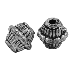 Perle acrylique plaquée argent antique, Toupie, longueur d'environ 8 mm ,  largeur de 7 mm, Trou: 2mm, environ 3580 pcs/500 g