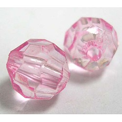 Perles en acrylique transparente, rond clair facetté, rose, 6mm, Trou: 1.5mm, environ 4300 pcs/500 g