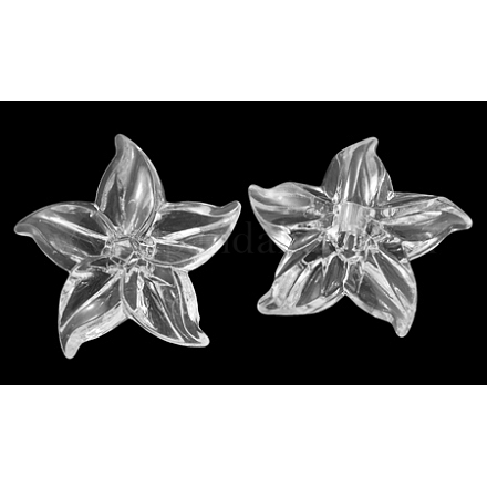 1-Hole Transparent Acrylic Flower Sewing Shank Buttons PL707Y-1-1