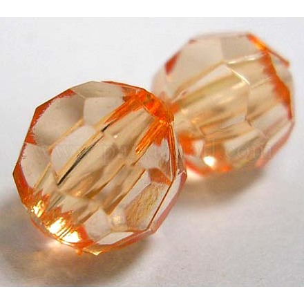 Orange Transparent Acrylic Beads DB10mmC07-1