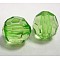 Transparent Acrylic Beads, Clear Faceted Round, Lime Green, 6mm, Hole: 1.5mm, about 4300pcs/500g