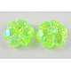透明なアクリルビーズ  花  ABメッキ  春の緑  10x4mm  穴：1mm  約2000個/500g PL538-35-1