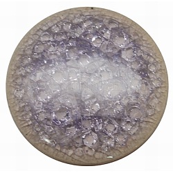 Flat Round Handmade Crackle Porcelain Cabochons, Slate Blue, 30x5mm