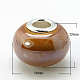 手作り陶器ヨーロピアンビーズ  大穴ビーズ  ニッケルカラー真鍮二重コアを持つ  ロンデル  ペルー  16x12mm  穴：5mm PORC-H009-3-1