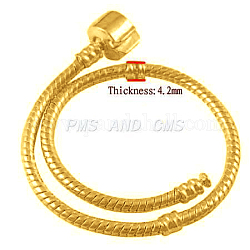 Brass European Style Bracelets, with Brass Clasp without Sign, Golden Color, about 22cm long, 3mm thick