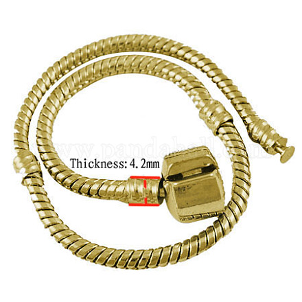Brass European Style Bracelets with Brass Clasp PPJ005Y-G-1