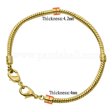 Brass European Style Bracelets with Brass Lobster Claw Clasp PPJ009-G-1