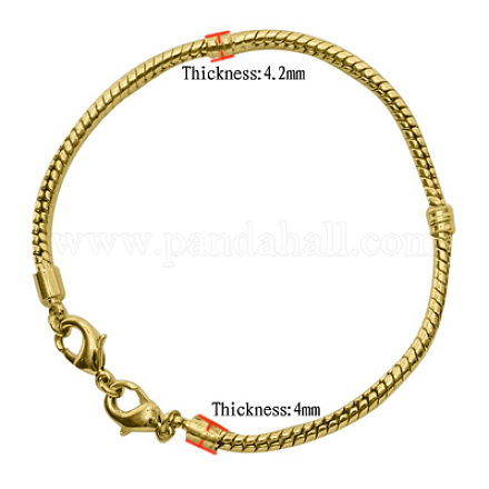 Brass European Style Bracelets with Brass Lobster Claw Clasp PPJ010-G-1