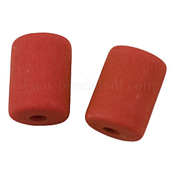 Colorful Acrylic Beads, Imitation Wood Style, Column, Red, about 10mm long, 7mm wide, hole: 1.5mm, about 350pcs/500g