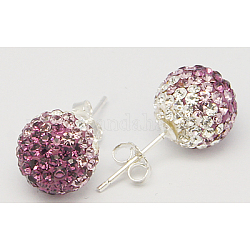 Gifts for Her Valentines Day 925 Sterling Silver Austrian Crystal Rhinestone Ball Stud Earrings for Girl, Round, 256_Lilac, 17x8mm