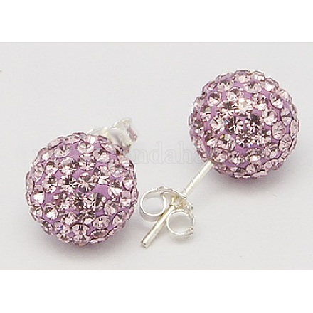 Gifts for Her Valentines Day 925 Sterling Silver Austrian Crystal Rhinestone Ball Stud Earrings for Girl Q286H091-1