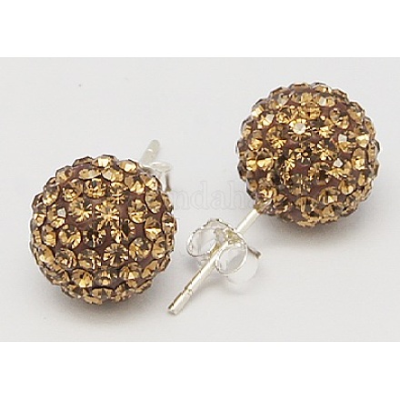 Gifts for Her Valentines Day 925 Sterling Silver Austrian Crystal Rhinestone Ball Stud Earrings for Girl Q286H101-1