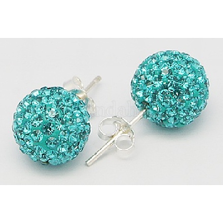 Sterling Silver Austrian Crystal Rhinestone Ball Stud Earrings for Girl Q286H161-1