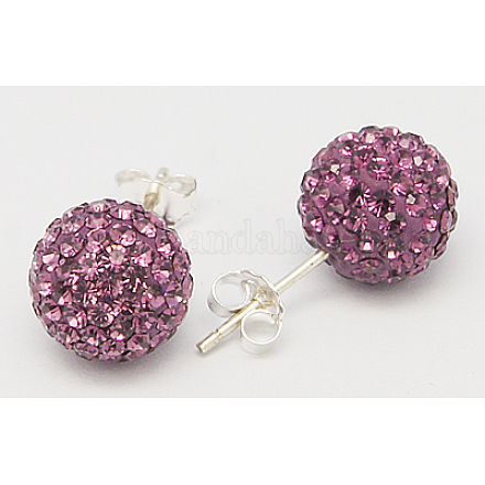 Gifts for Her Valentines Day Sterling Silver Austrian Crystal Rhinestone Ball Stud Earrings for Girl Q286H181-1