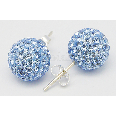 Sexy Valentines Day Gifts for Her Sterling Silver Austrian Crystal Rhinestone Ball Stud Earrings Q286J081-1