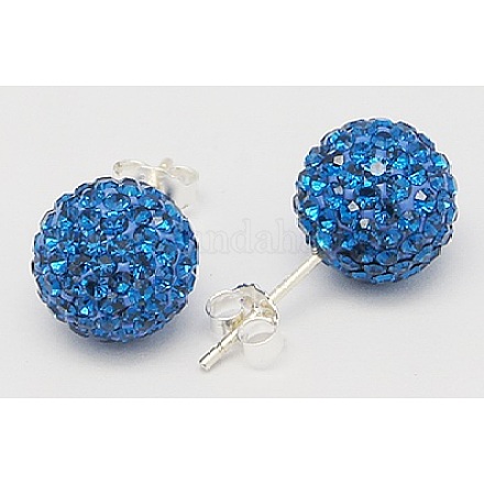 Sexy Valentines Day Gifts for Her 925 Sterling Silver Austrian Crystal Rhinestone Ball Stud Earrings Q286J131-1