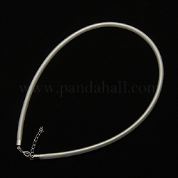 Шелковый шнур ожерелье, с латунной застежкой омар коготь и расширенной цепочки, платина, белые, 18 дюйм