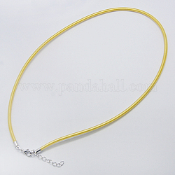 Шелковый шнур ожерелье, с латунной застежкой омар коготь и расширенной цепочки, платина, желтые, 17~18.5 дюйм
