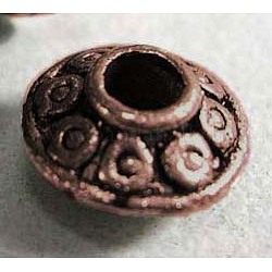 Perles de style tibétain, Sans cadmium & sans nickel & sans plomb, Toupie, cuivre rouge, 6.5mm, Trou: 1.2mm