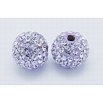 Grade A Rhinestone Beads, Pave Disco Ball Beads, Resin and China Clay, Round, Purple, PP11(1.7~1.8mm), 12mm, Hole: 1.5mm