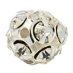 Abalorios de Diamante de imitación de latón, Grado A, color plateado, Claro, tamaño: aproximamente 8 mm de diámetro, agujero: 1 mm
