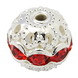 Abalorios de Diamante de imitación de latón, Grado A, color plateado, redondo, jacinto, 12 mm de diámetro, agujero: 1.5 mm