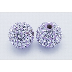 Perles en strass du Moyen-Orient, argile polymère à l'intérieur, ronde, violet, 10mm, pp11 (1.7~1.8mm), Trou: 1.5mm