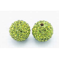 Perline rhinestone grado a, resina e caolino, tondo, peridoto, PP11 (1.7~1.8mm), 12mm, Foro: 1.5 mm